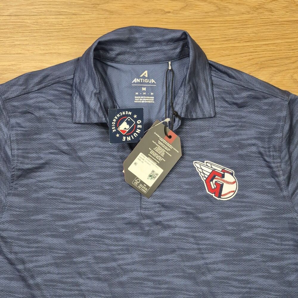 Cleveland Guardians Geo Print Polo Mens M Stretch Comfort Embroidered Patch NEW
